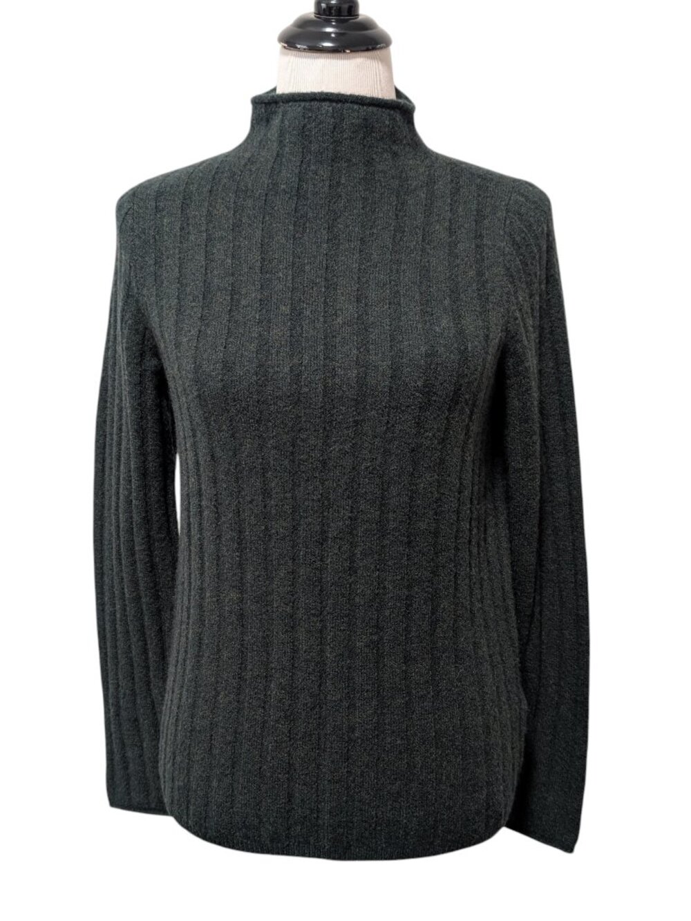 Madewell Womens NWT Sz M Evercrest Heathered Pine Green Ribbed Mock Neck Sweater